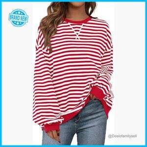 Oversized Striped Sweatshirt Y2K Casual Pullover Long Sleeve Crew Neck Loose Fit